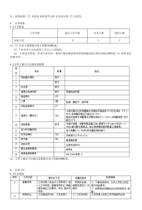 南方电网公司sf6气体交接试验作业指导书征求意见稿