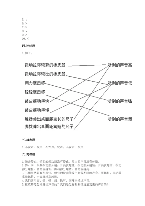 教科版科学四年级上册第一单元声音测试卷精品【考试直接用】.docx