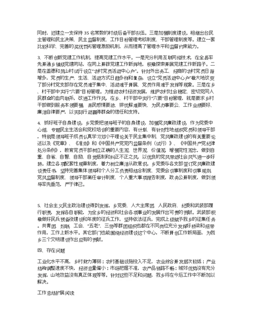 xx年度工作总结（乡镇）