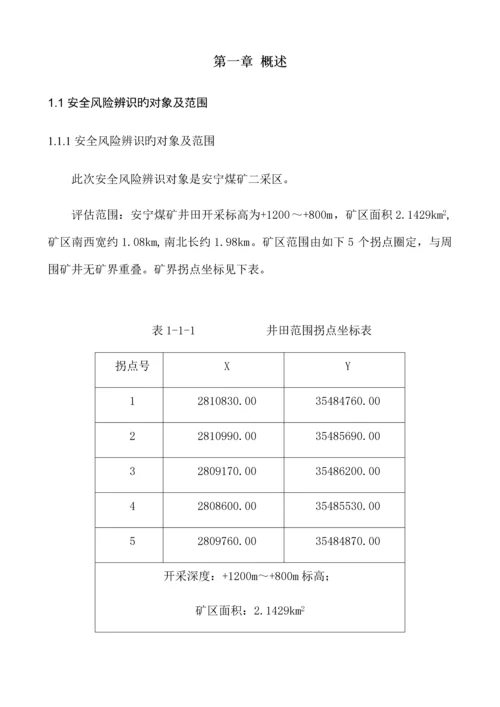 煤矿二采区专项安全风险辨识评估报告.docx