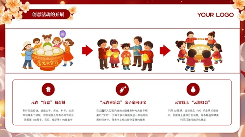 红色元宵节传统习俗文化介绍PPT模板