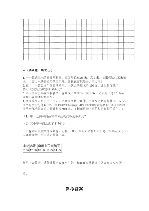 小学六年级数学摸底考试题精品（巩固）.docx