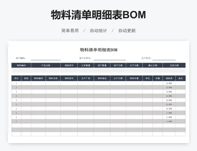 物料清单明细表BOM