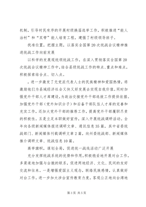县委统战部创建县级“最佳文明单位”自查报告.docx