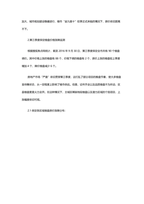 2016年第三季度保定房地产市场分析报告.docx
