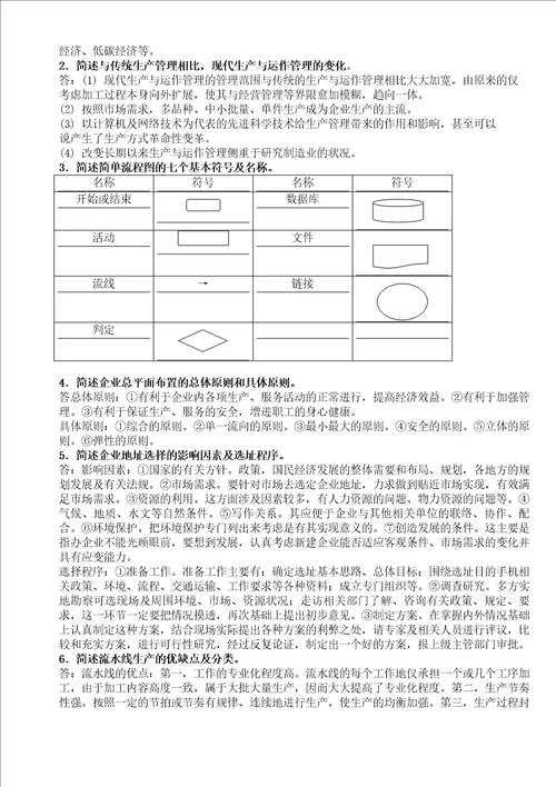 2020年生产与运作管理形成性考核册考试答案