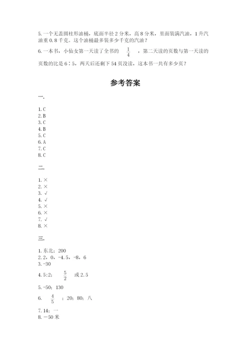 西师大版六年级数学下学期期末测试题精品【模拟题】.docx
