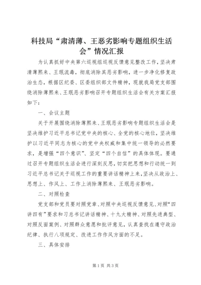 科技局“肃清薄、王恶劣影响专题组织生活会”情况汇报.docx