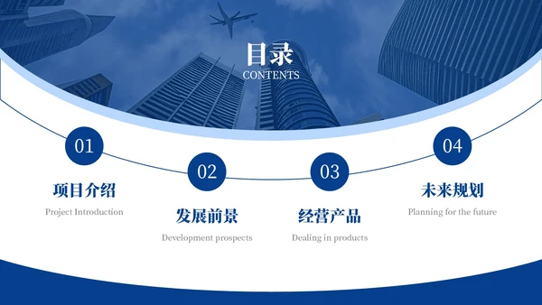 蓝色商务风目录页PPT版式合集