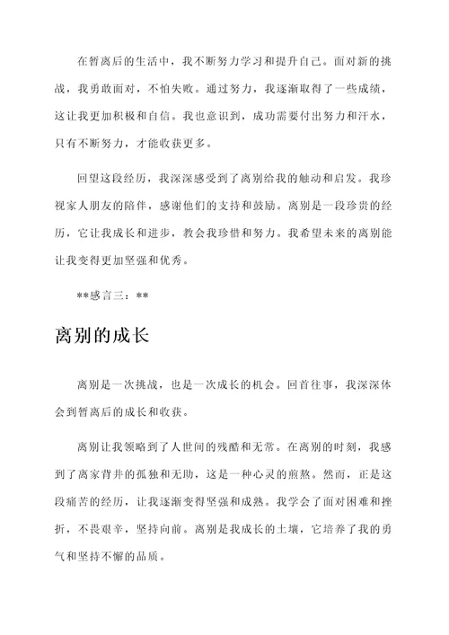 暂离后的感言