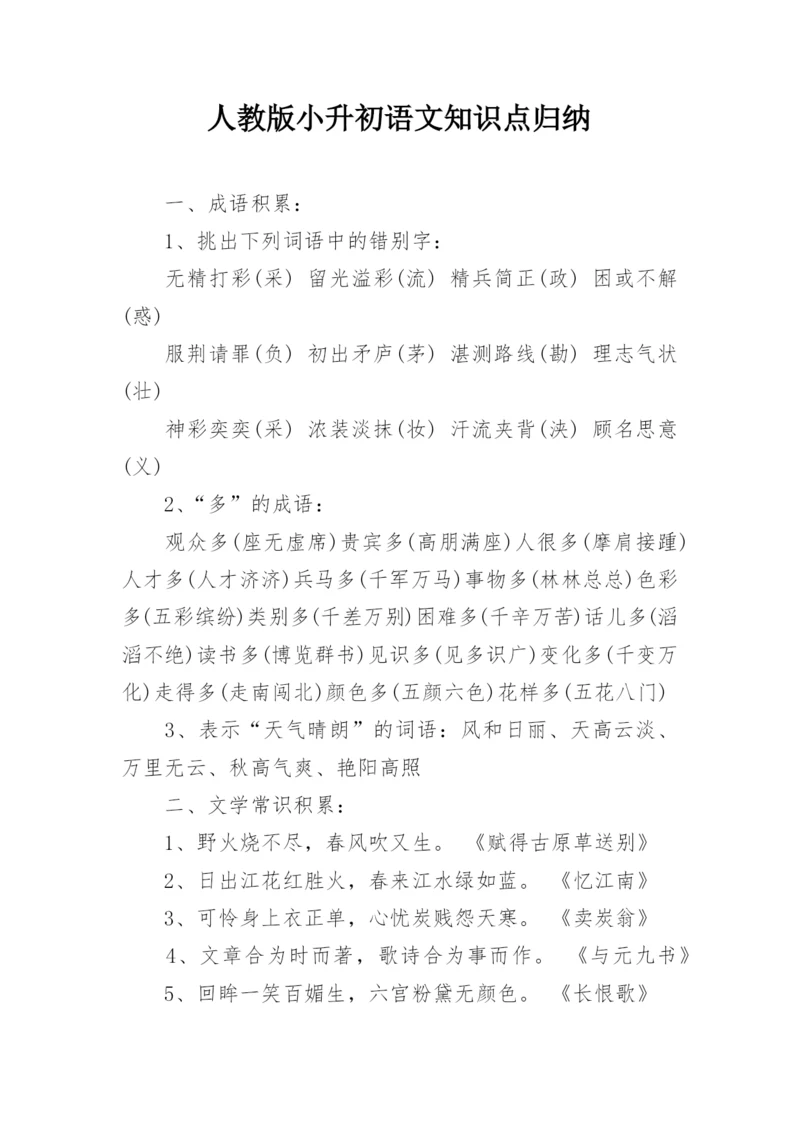 人教版小升初语文知识点归纳.docx