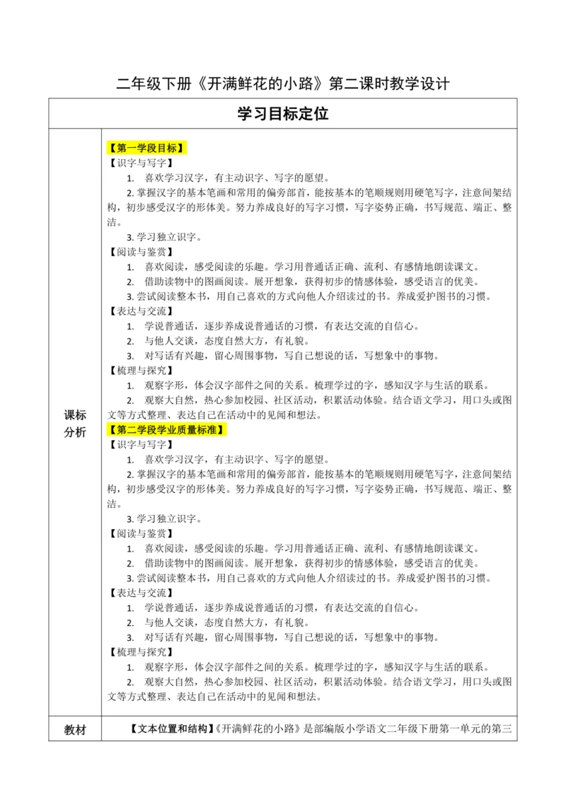 【大单元】3《开满鲜花的小路》第二课时 教学设计
