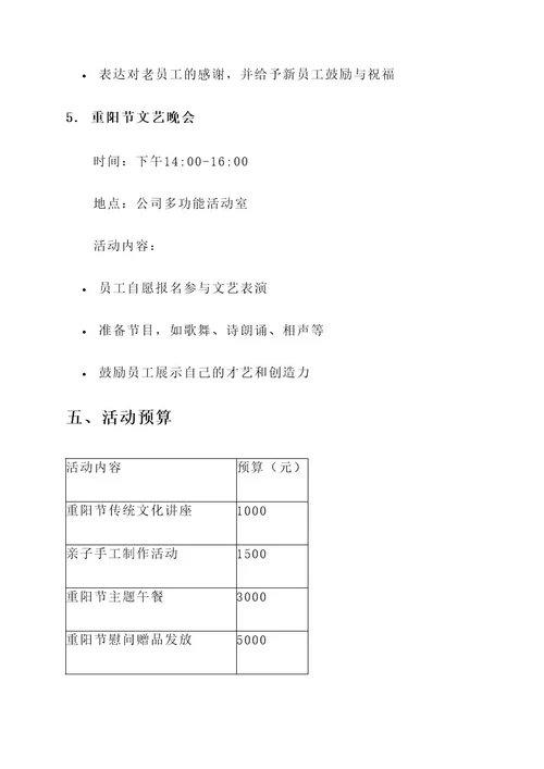 重阳节企业慰问活动方案