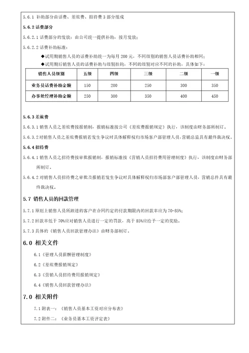 非常好的销售人员薪酬管理制度