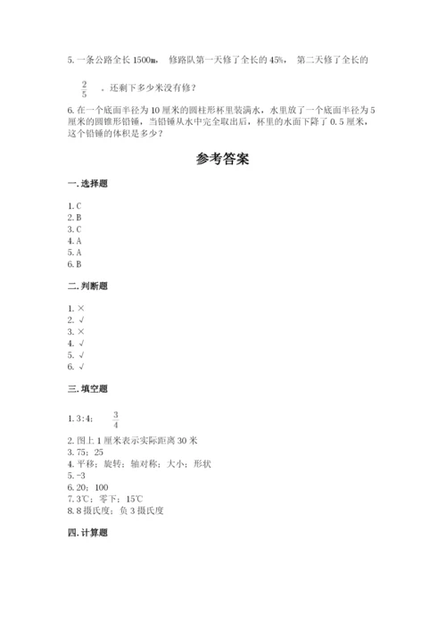 大洼县六年级下册数学期末测试卷（综合卷）.docx