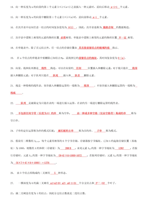 2023年数据结构C语言版知识点复习资料.docx