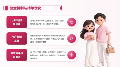 粉色卡通风七夕节情侣活动安排PPT