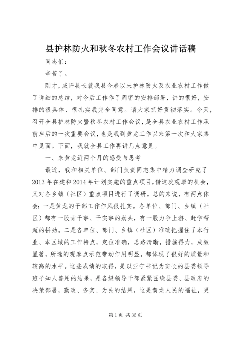 县护林防火和秋冬农村工作会议讲话稿精编.docx