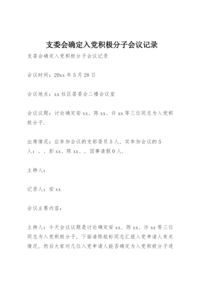 支委会确定入党积极分子会议记录.docx