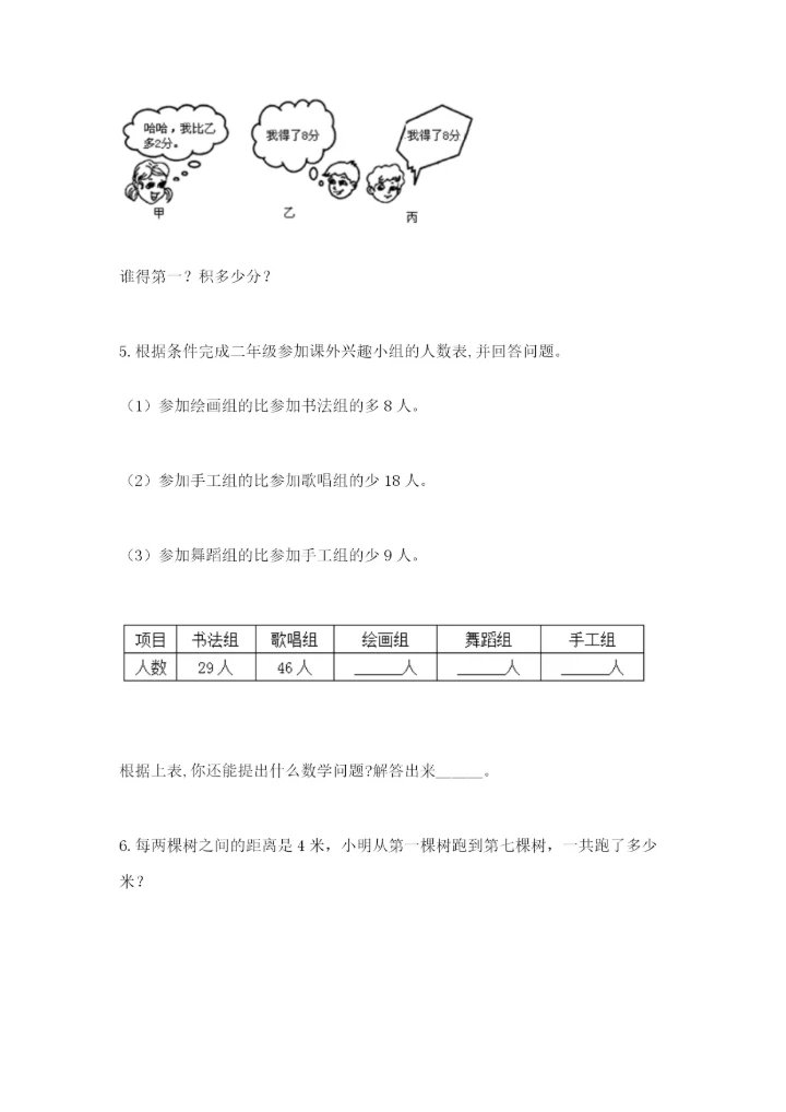 小学二年级数学应用题50道学生专用.docx
