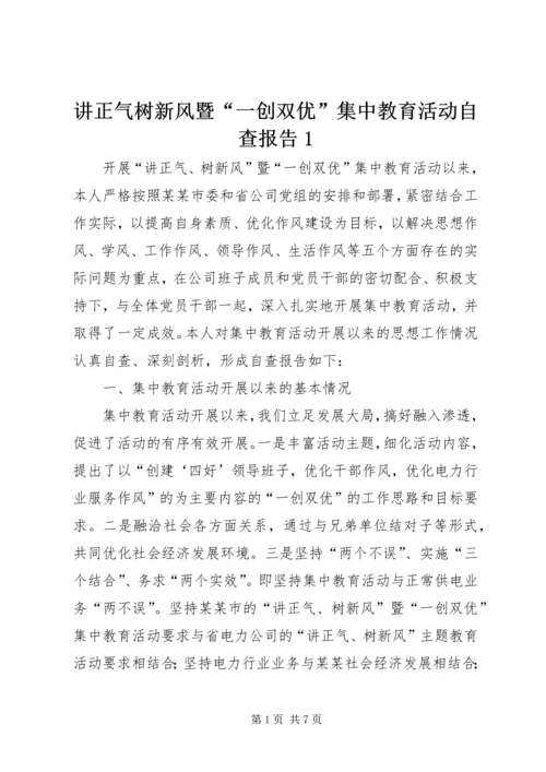 讲正气树新风暨“一创双优”集中教育活动自查报告1.docx