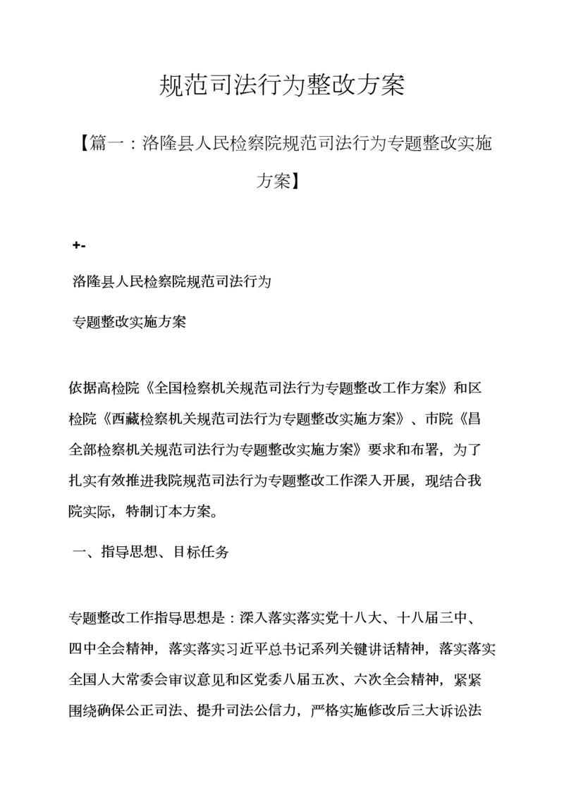 活动专项方案之标准规范司法行为整改专项方案.docx