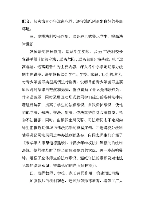 乡镇团委预防青少年违法犯罪工作总结