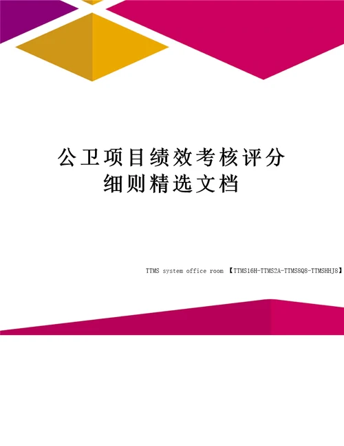 公卫项目绩效考核评分细则精选文档