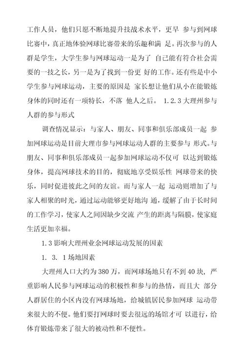 大理州业余网球运动发展状况及对策探究