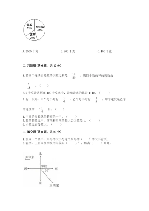 人教版小学六年级上册数学期末测试卷（名师推荐）.docx