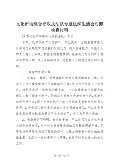 文化市场综合行政执法队专题组织生活会对照检查材料.docx
