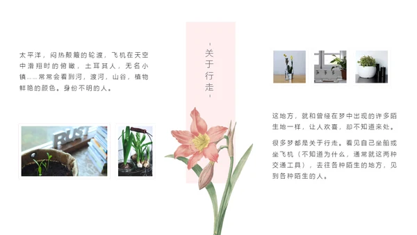 清醒纪植物绘小清新文艺女青年通用PPT模板