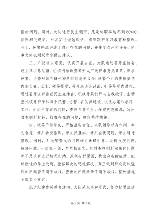 交警大队纪律作风整顿活动总结：认真摆查扎实整改.docx