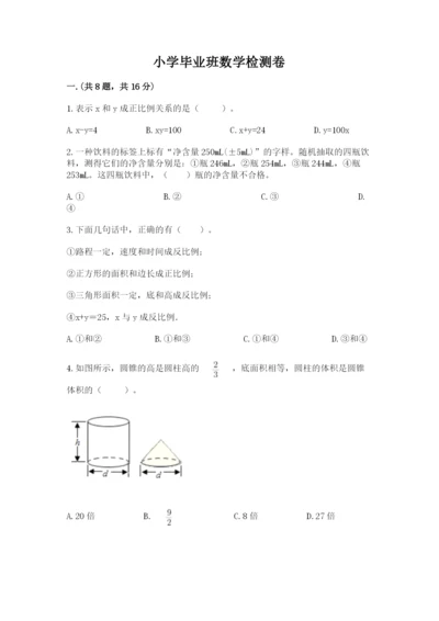 小学毕业班数学检测卷及完整答案（名校卷）.docx