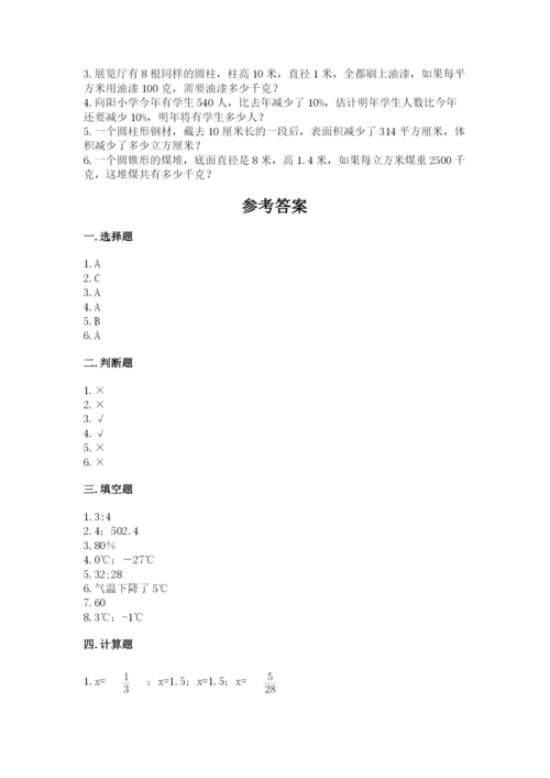 北师大版六年级下册数学期末测试卷精选答案.docx