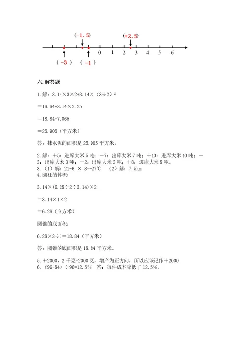 六年级下册数学《期末测试卷》附答案基础题