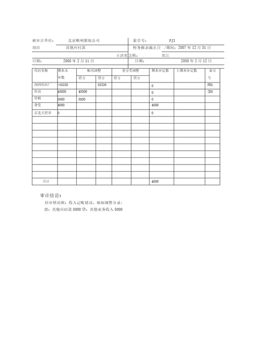 实训七负债的审计