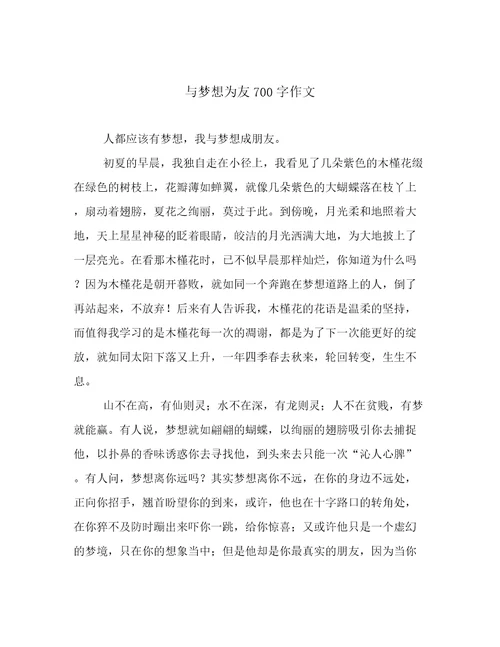 与梦想为友700字作文