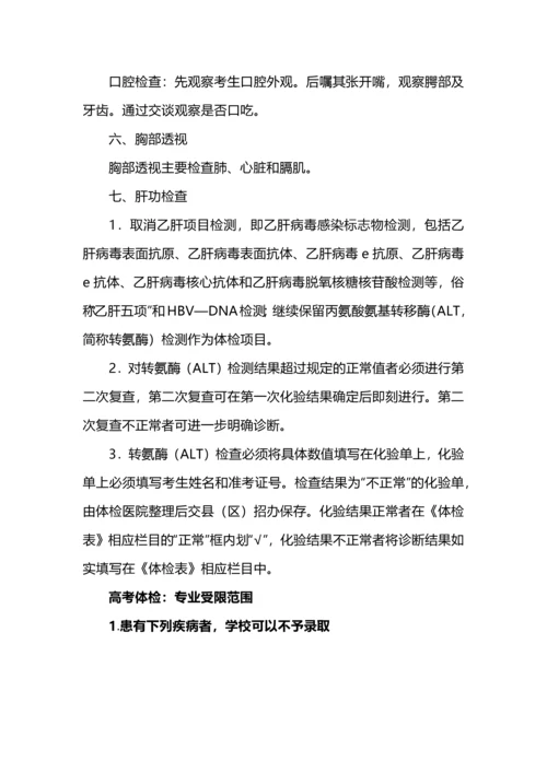 高考体检项目及专业受限分析.docx