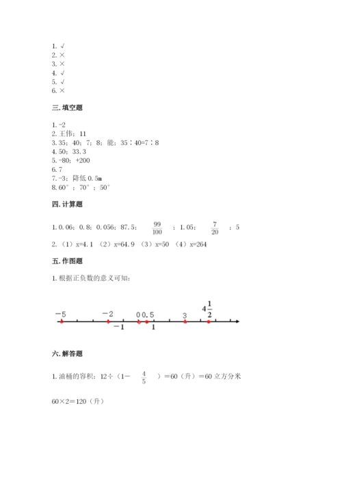 邢台市内丘县六年级下册数学期末测试卷审定版.docx