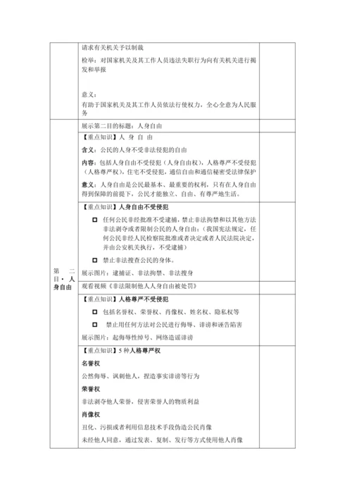 【核心素养目标】3.1 公民基本权利  教学设计（表格式）