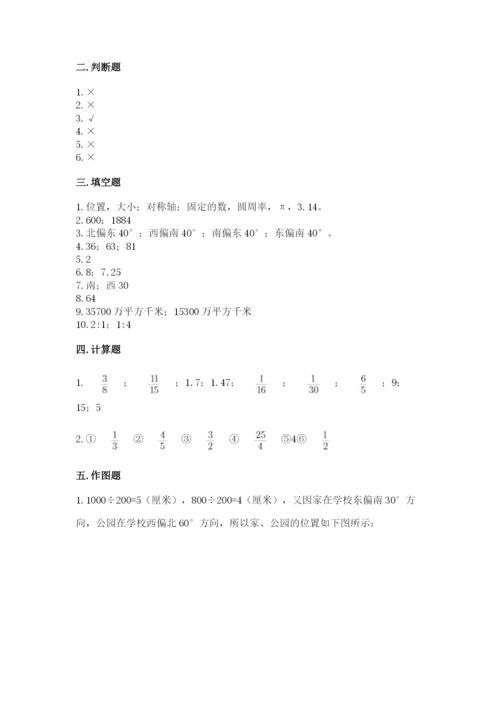 2022人教版六年级上册数学期末测试卷及完整答案【全国通用】.docx