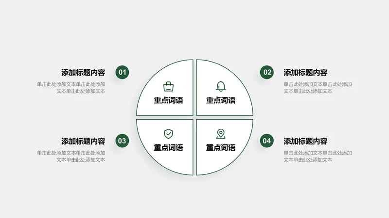 关系页-绿色商务风4项总分图示