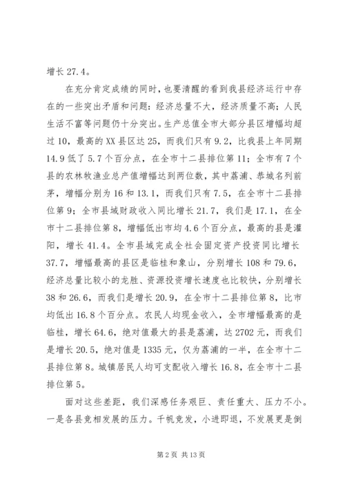 县委书记在全县上半年经济分析会上的讲话.docx