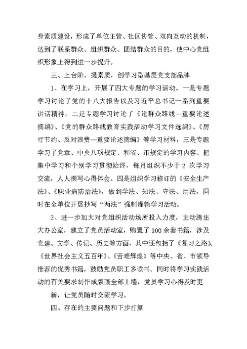 基层党支部述职报告