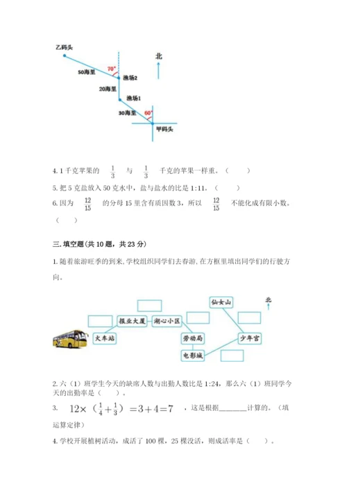 2022六年级上册数学期末测试卷附答案（模拟题）.docx