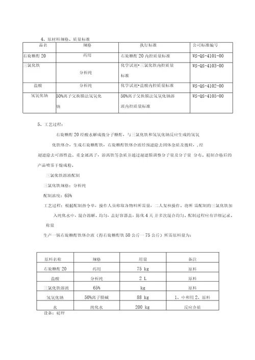 右旋糖酐铁工艺规程续