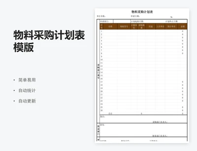 物料采购计划表模版