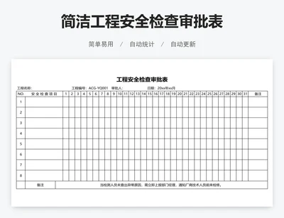 简洁工程安全检查审批表