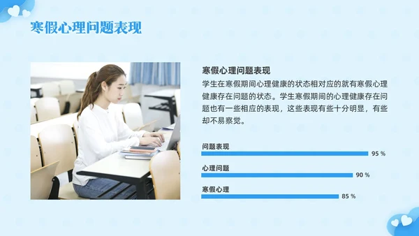蓝色简约寒假心理健康PPT模板宣传PPT动态PPT寒假安全